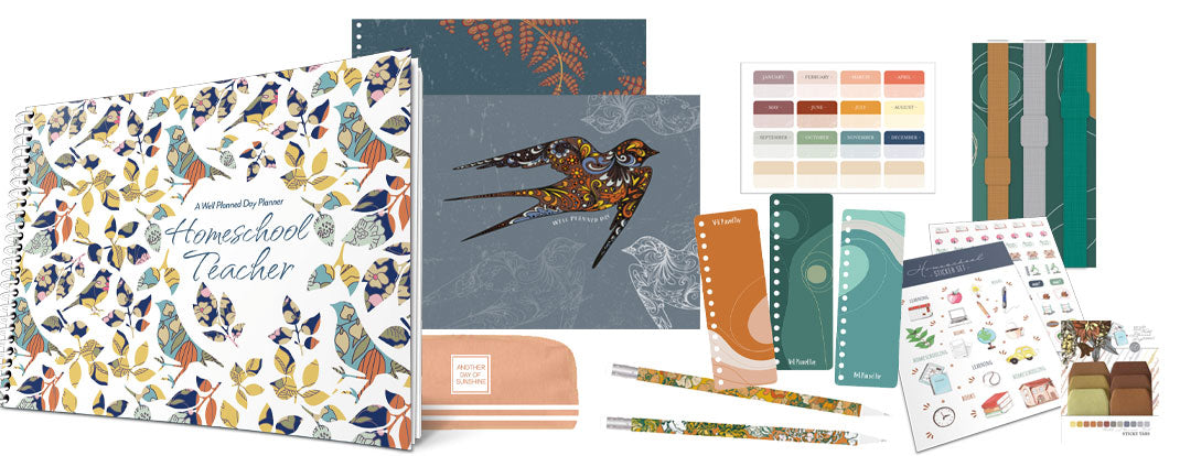 ESSENTIAL BUNDLE - Well Planned Day: Homeschool Planner - Applique Landscape (5-6 Students)